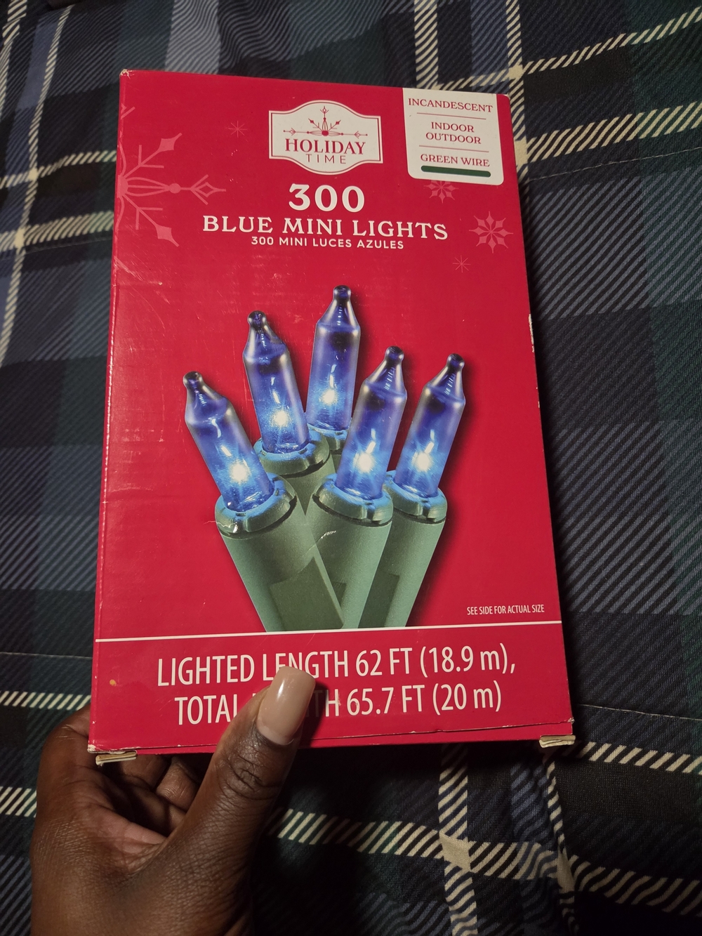 Holiday Time Blue Mini String Lights with Green Wire